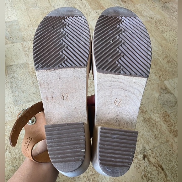 LOTTA FROM STOCKHOLM Tan Leather Peep Toe Clogs Spruzzato Seconds Size 10.5 42 - Picture 10 of 12